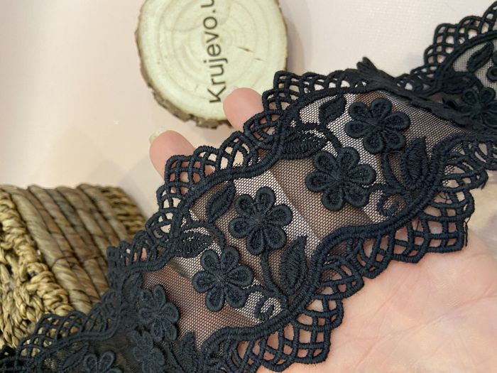 Кружево с макраме кр0187черн (8,5см)