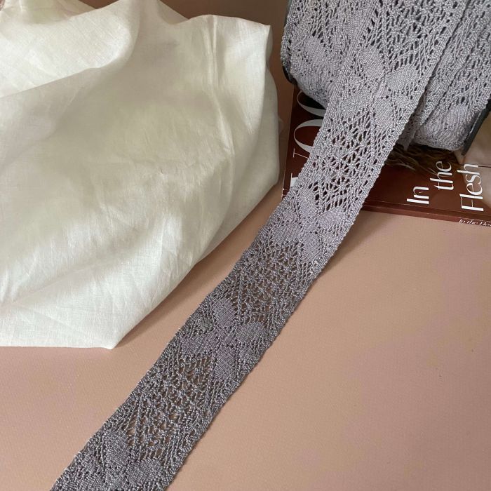 Кружево хлопковое "Орнамент" 5 см (кр0475) серый