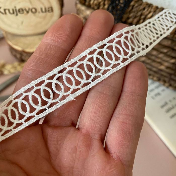 Кружево "Двойное колечко"  1,7см (кр0437 )теп.бел.