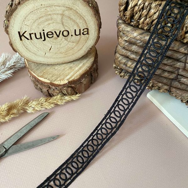 Кружево "Двойное колечко"  1,7см (кр0437) черный
