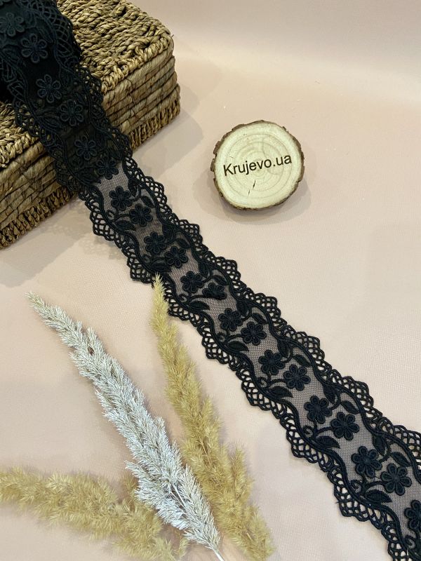 Кружево с макраме кр0187черн (8,5см)