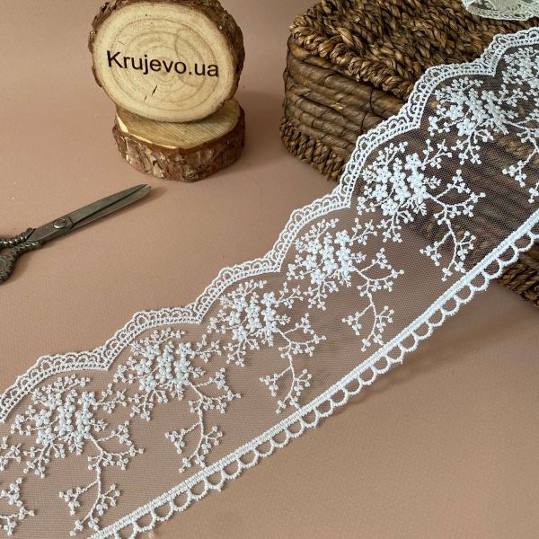 Кружево "Кустики" 10см (кр1002)бел