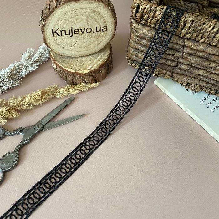 Кружево "Двойное колечко"  1,7см (кр0437) черный