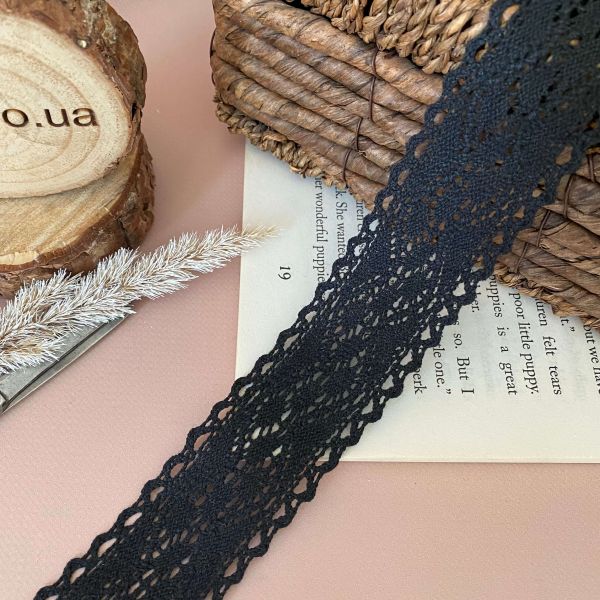 Кружево хлопковое "Брусничка" 4,5 см (кр0466) черный