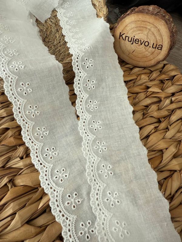 Батистовое тепло белое кружево "Цветочек" 6см (кр0548)